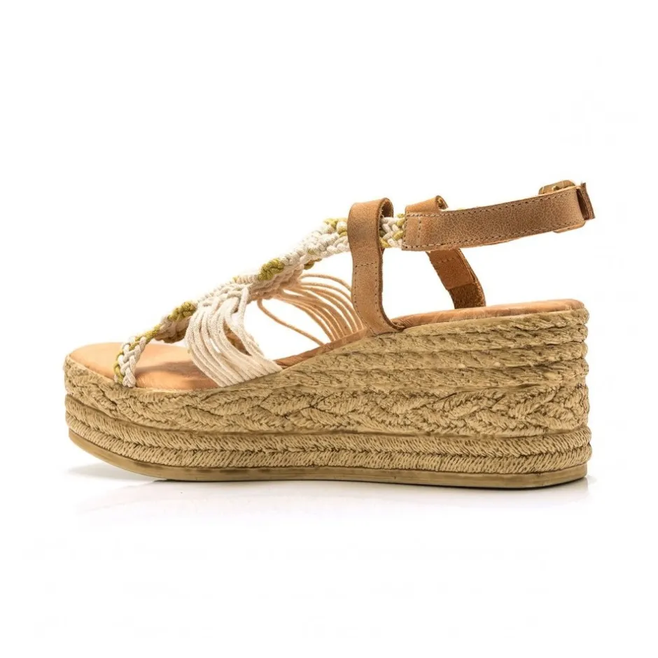Calzaro Sandalias | Alpargatas | Sandalia Cuña Media Tipo Esparto Frida 50595 Beige