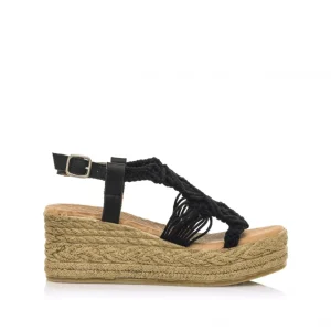 Calzaro Sandalias | Alpargatas | Sandalia Cuña Media Tipo Esparto Frida 50595 Negro