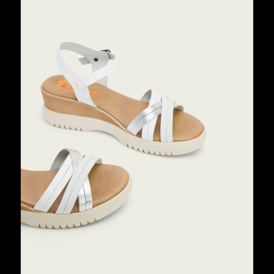 sandalia_cua_piel__blanco_1.webp Calzaro Sandalias | Sandalia Cuña Piel 3025 Blanco Plata Ela.