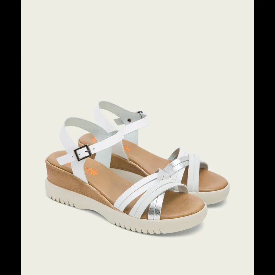 sandalia_cua_piel__blanco_2.webp Calzaro Sandalias | Sandalia Cuña Piel 3025 Blanco Plata Ela.