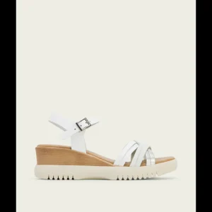 Calzaro Sandalias | Sandalia Cuña Piel 3025 Blanco Plata Ela.