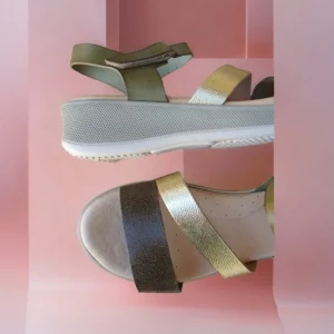 Calzaro Sandalias | Sandalia Cuña Piel 2938 Kaki Platino Fátima.