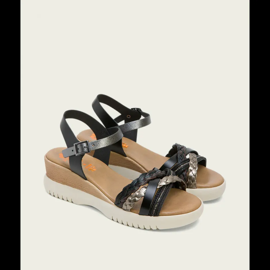 sandalia_cua_piel__negro__1.webp Calzaro Sandalias | Sandalia Cuña Piel 3027 Negro Plomo Elena.