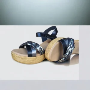 Calzaro Sandalias | Sandalia Cuña Piel 2961 Negro Plomo Irene.