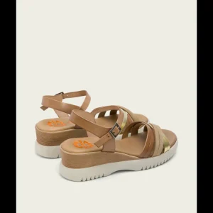 Calzaro Sandalias | Sandalia Cuña Piel 3025 Taupe Platino Ela.