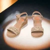 Calzaro Sandalias | Sandalia Cuña Piel 2955 y Tejido Taupe Lara.