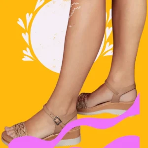 Calzaro Sandalias | Sandalia Cuña Piel 2955 y Tejido Taupe Lara.