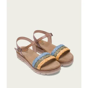 Calzaro Sandalias | Sandalia Cuña Piel Rafia Taupe Brisa 2857