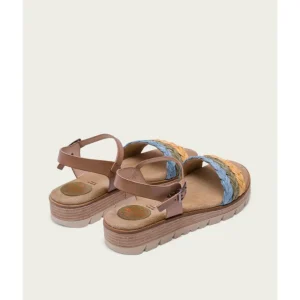 Calzaro Sandalias | Sandalia Cuña Piel Rafia Taupe Brisa 2857