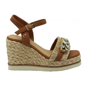 Calzaro Sandalias | Alpargatas | Sandalia Cuña Yute 23069 Adorno Rafia Cuero
