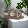 Calzaro Sandalias | Alpargatas | Sandalia Cuña Yute 23526 Gris Tiras Trenza
