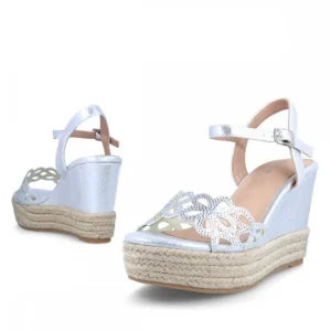 Calzaro Alpargatas | Sandalia Cuña Yute Anterselva 21426 Plata