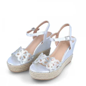 Calzaro Alpargatas | Sandalia Cuña Yute Anterselva 21426 Plata