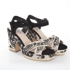 Calzaro Sandalias | Alpargatas | Sandalia Cuña Yute Brígida Negra Taupe