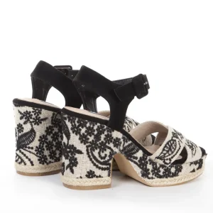 Calzaro Sandalias | Alpargatas | Sandalia Cuña Yute Brígida Negra Taupe