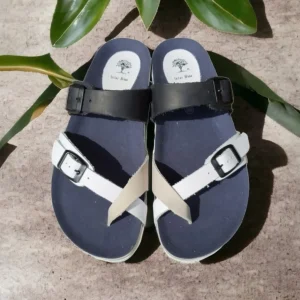 Calzaro Sandalias Bios | Sandalia Dedo y Hebillas 4106 en Azul, Blanco y Gris.
