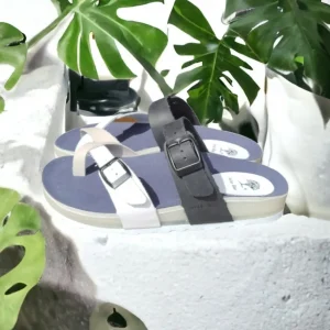 Calzaro Sandalias Bios | Sandalia Dedo y Hebillas 4106 en Azul, Blanco y Gris.