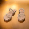 Calzaro Sandalias | Sandalia Esclava Plana 3008 Piel Platino Oro Cali.