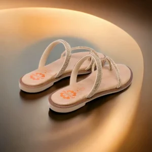 Calzaro Sandalias | Sandalia Esclava Plana 3008 Piel Platino Oro Cali.