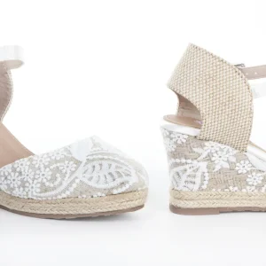 Calzaro Alpargatas | Sandalia Esparto Cuña Yute Mar Blanco