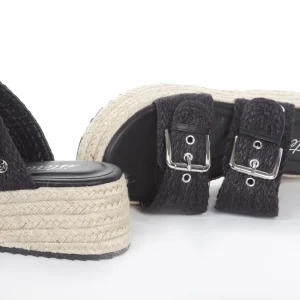 Calzaro Sandalias | Alpargatas | Sandalia Hebillas Yute 22036 Negro