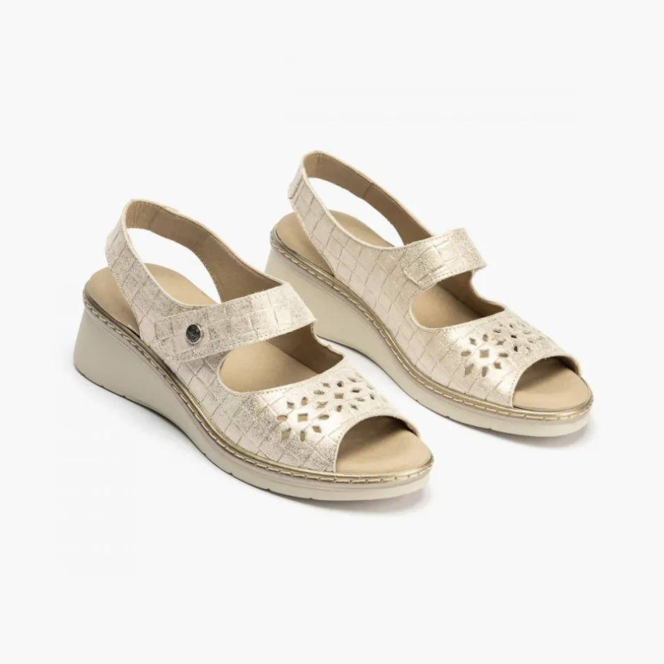 sandalia_mujer__ancho_esp_1.webp Calzaro Sandalias | Sandalia Mujer 5680 Ancho Especial Con Velcro Dorado.
