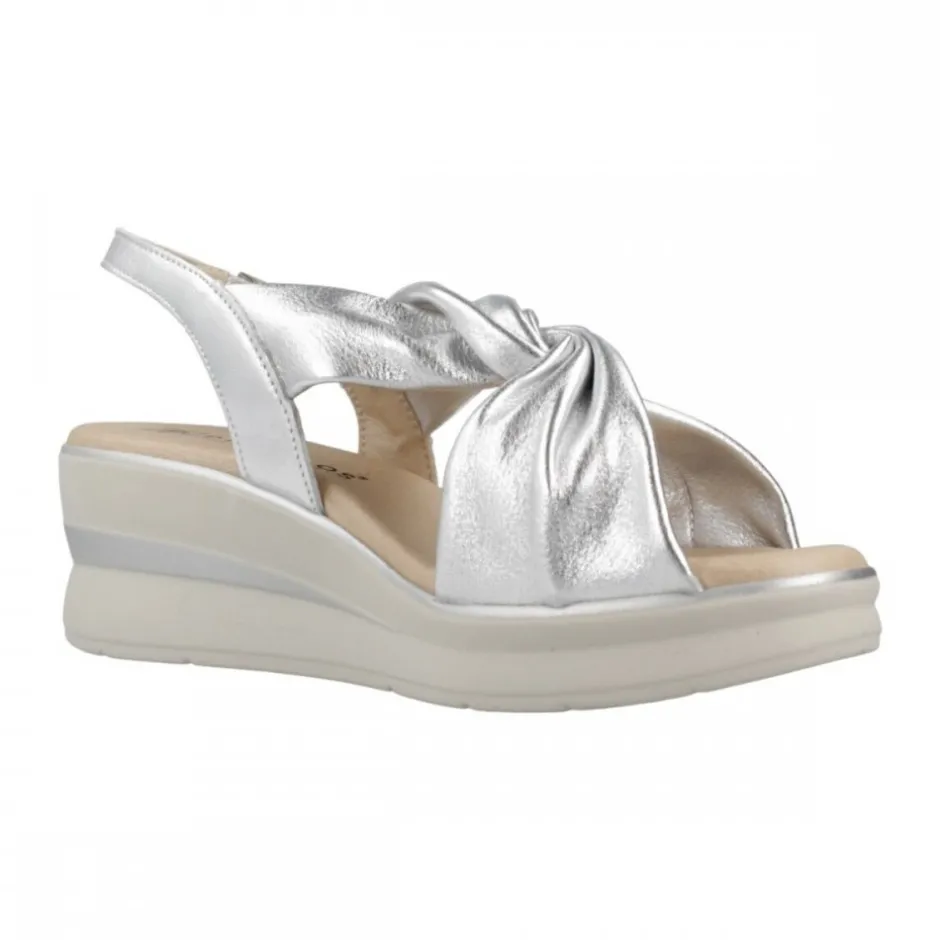 sandalia_mujer_cua_alta_p_1.webp Calzaro Sandalias | Sandalia Mujer Cuña Alta Pintada 5611 Tubulares Entrelazados Plata. Dorado..