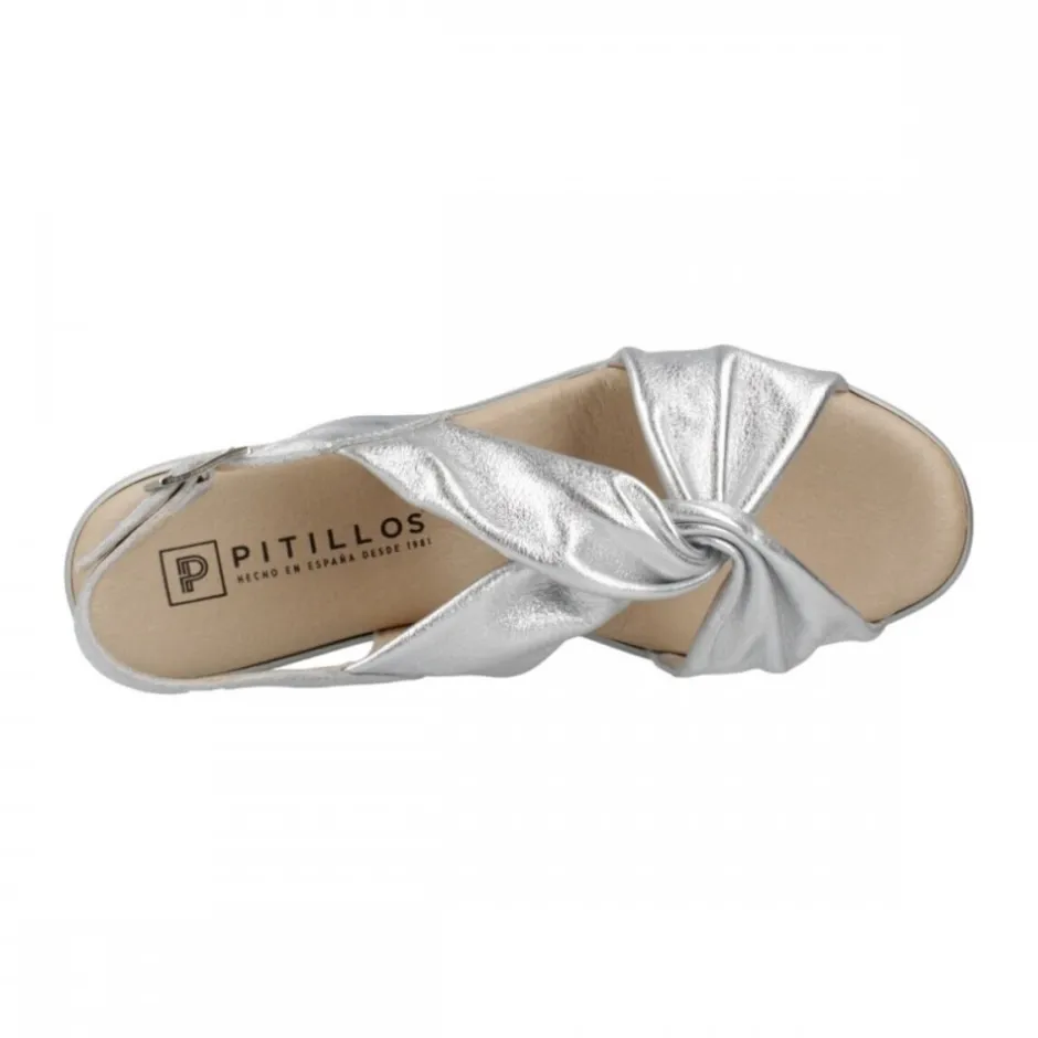 sandalia_mujer_cua_alta_p_2.webp Calzaro Sandalias | Sandalia Mujer Cuña Alta Pintada 5611 Tubulares Entrelazados Plata. Dorado..
