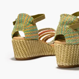 Calzaro Sandalias | Sandalia Mujer Pala 5234 con Cinco Trenzas Verde.
