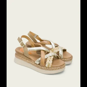 Calzaro Sandalias | Sandalia Piel Cuña 3033 Arena Platino Flavia.