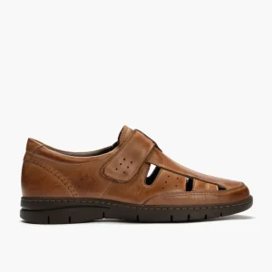 Calzaro Sandalias | Sandalia Piel Hombre 4030 Marrón Claro Velcro