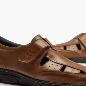 Calzaro Sandalias | Sandalia Piel Hombre 4030 Marrón Claro Velcro