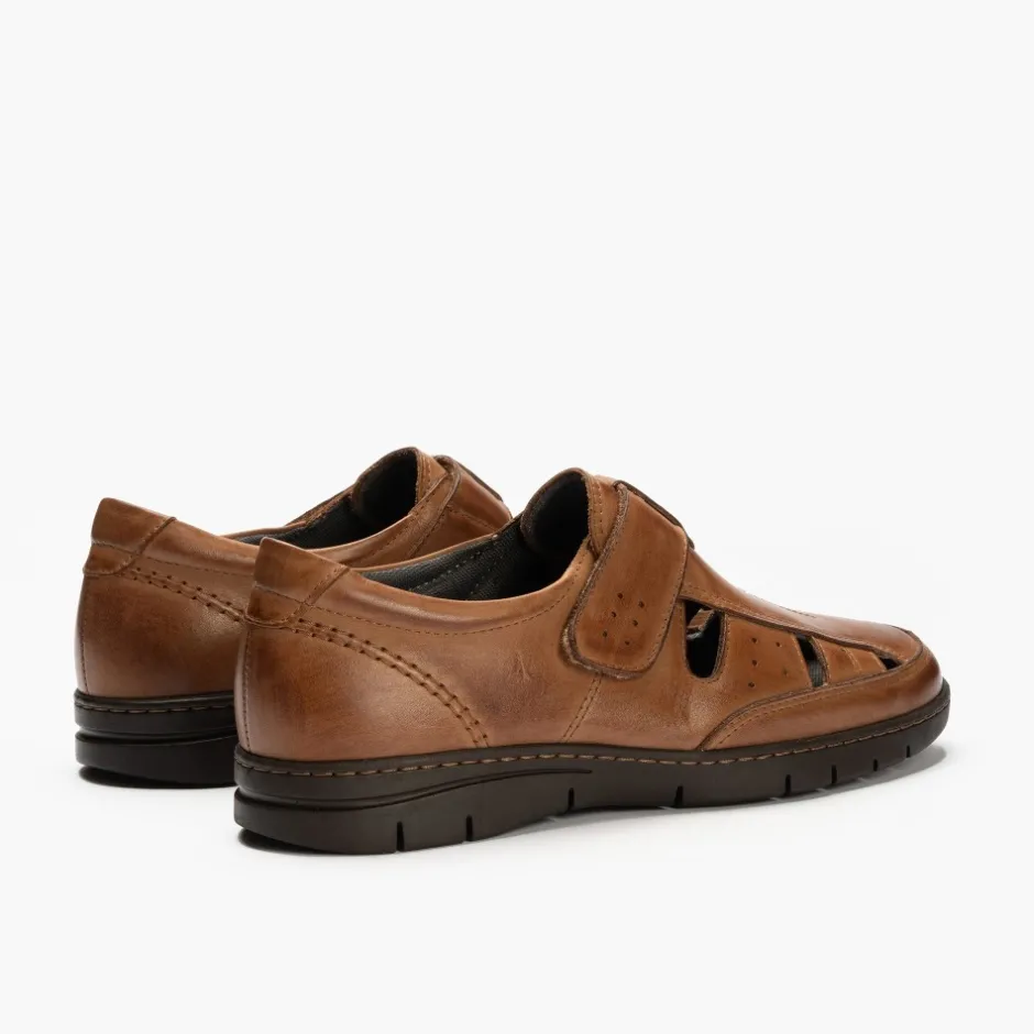 sandalia_piel_hombre__mar_4.webp Calzaro Sandalias | Sandalia Piel Hombre 4030 Marrón Claro Velcro