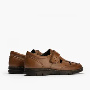 Calzaro Sandalias | Sandalia Piel Hombre 4030 Marrón Claro Velcro