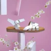 Calzaro Sandalias | Sandalia Plana 4238 Tiras Blanco Plata