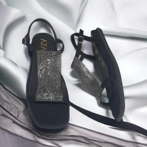 Calzaro Sandalias | Sandalia Plana Adorno Metalizado 501 Negro.