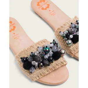 Calzaro Sandalias | Sandalia plana adornos 2704 Matilde negro.