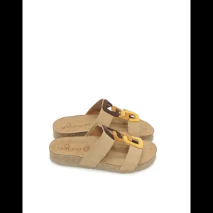 Calzaro Sandalias Bios | Sandalia Plana Jerba 124 Multi Cuero, Marrón, Mostaza.