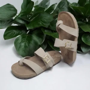 Calzaro Sandalias Bios | Sandalias Bios | Sandalia Plana Jerba 091 Nobuck Arena Beige
