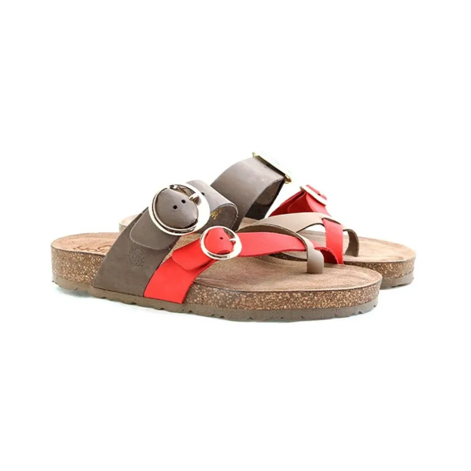 sandalia_plana_jerba__roj_1.webp Calzaro Sandalias Bios | Sandalia Plana Jerba 122 Rojo Coral, Taupe y Marrón.