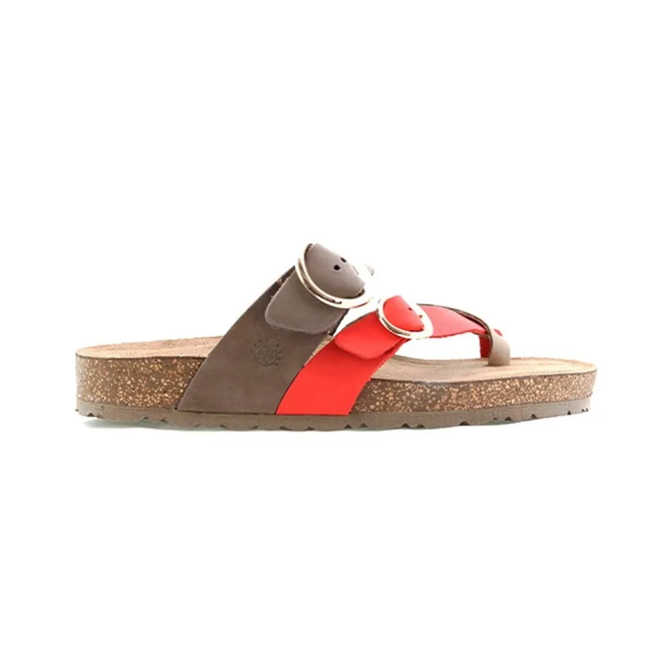sandalia_plana_jerba__roj_3.webp Calzaro Sandalias Bios | Sandalia Plana Jerba 122 Rojo Coral, Taupe y Marrón.