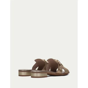 Calzaro Zuecos | Sandalias | Sandalia Plana Lena 243268 Oro Platino