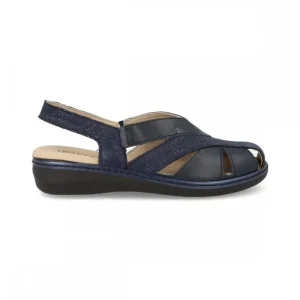 Calzaro Sandalias | Sandalia Plana Mujer 5583 Punta Cerrada Azul.