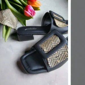 Calzaro Zuecos | Zapatos De Tac贸n | Sandalia Tacón 23058 Pala Hebilla Negro