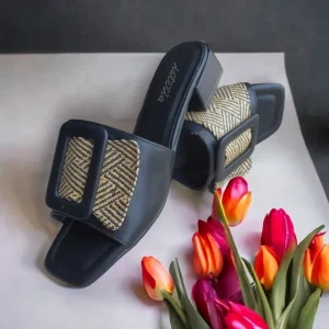 Calzaro Zuecos | Zapatos De Tac贸n | Sandalia Tacón 23058 Pala Hebilla Negro