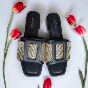 Calzaro Zuecos | Zapatos De Tac贸n | Sandalia Tacón 23058 Pala Hebilla Negro