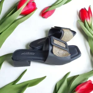 Calzaro Zuecos | Zapatos De Tac贸n | Sandalia Tacón 23058 Pala Hebilla Negro