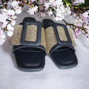 Calzaro Zuecos | Zapatos De Tac贸n | Sandalia Tacón 23058 Pala Hebilla Negro