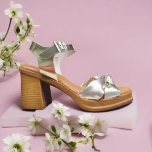 Calzaro Sandalias | Sandalia Tacón Ancho Alto 3823 Oro