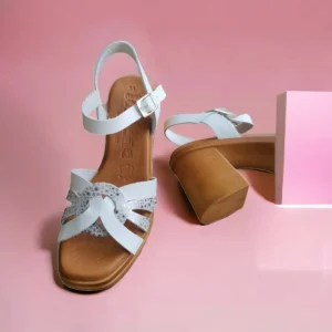 Calzaro Sandalias | Sandalia Tacón Ancho Alto 2868 Blanco
